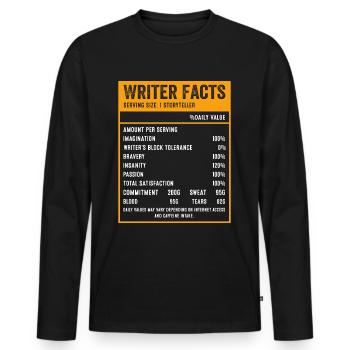 Writer - Storyteller Facts - Men's Premium Organic Long Sleeve Shirt - black - Front - Nico (187cm)