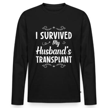 Lungentransplantation meines Mannes habe ich auch - Männer Premium Bio Langarmshirt - Schwarz - Vorne - Nico (187cm)