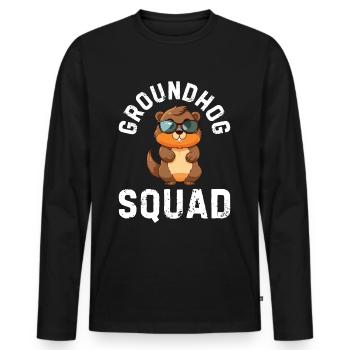 Groundhog Squad - Happy Groundhog Day - Men's Premium Organic Long Sleeve Shirt - black - Front - Nico (187cm)