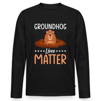 Groundhog - Marmot life counts too! - Men's Premium Organic Long Sleeve Shirt - black - Front - Nico (187cm)
