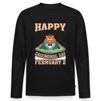 Groundhog Day - Men's Premium Organic Long Sleeve Shirt - black - Front - Nico (187cm)