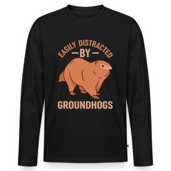 Jour de la marmotte ! - Jour de la marmotte - T-shirt manches longues Premium bio Homme - noir - Devant - Nico (187cm)