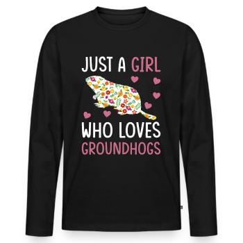 Just a girl who loves marmots - Men's Premium Organic Long Sleeve Shirt - black - Front - Nico (187cm)