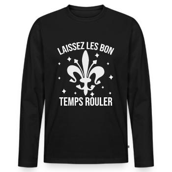 Mardi Gras - T-shirt manches longues Premium bio Homme - noir - Devant - Nico (187cm)