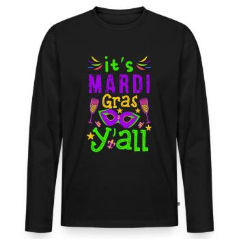 Mardi Gras - Men's Premium Organic Long Sleeve Shirt - black - Front - Nico (187cm)