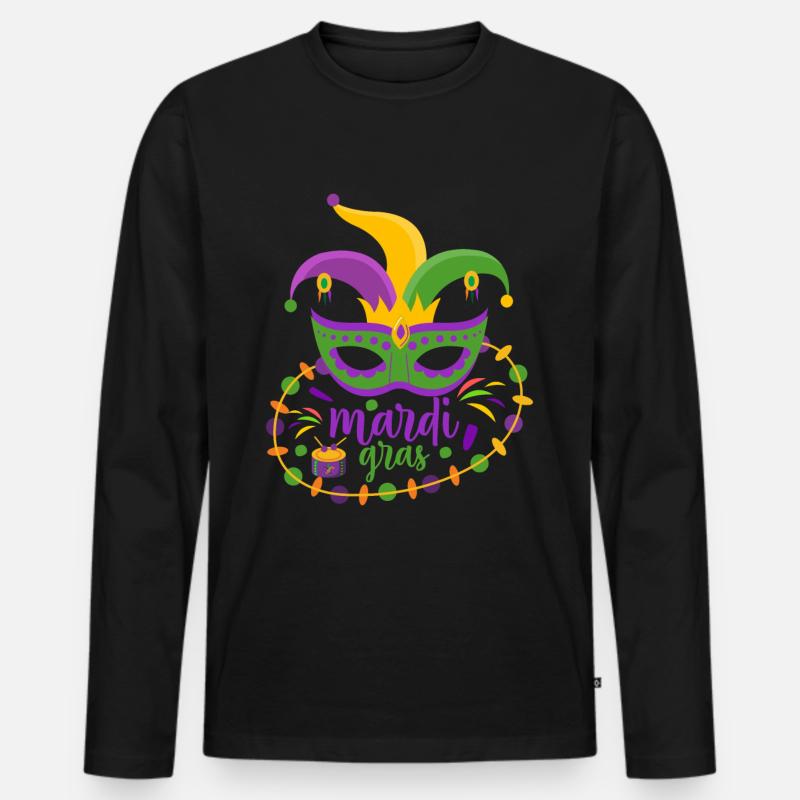 Mardi Gras - Männer Premium Bio Langarmshirt - Schwarz