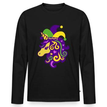 Mardi Gras - T-shirt manches longues Premium bio Homme - noir - Devant - Nico (187cm)