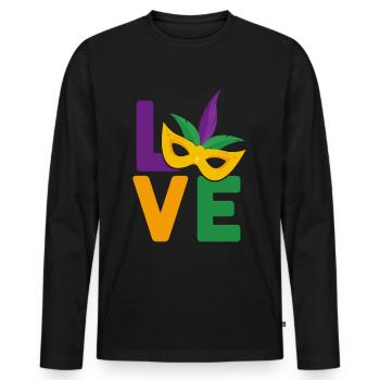 Mardi Gras - T-shirt manches longues Premium bio Homme - noir - Devant - Nico (187cm)