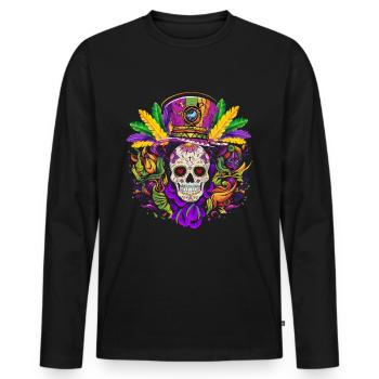 Mardi Gras - T-shirt manches longues Premium bio Homme - noir - Devant - Nico (187cm)