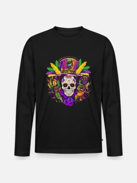 Mardi Gras - Men's Premium Organic Long Sleeve Shirt - black