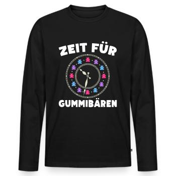 Zeit für Gummibären! Gummibär Uhr Süßigkeit - Männer Premium Bio Langarmshirt - Schwarz - Vorne - Nico (187cm)