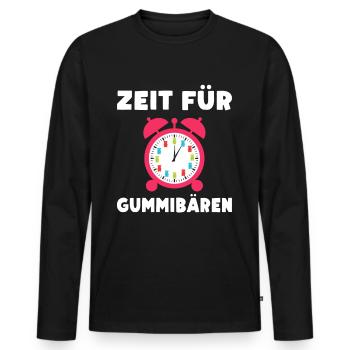 Zeit für Gummibären! Gummibär Uhr Süßigkeit - Männer Premium Bio Langarmshirt - Schwarz - Vorne - Nico (187cm)