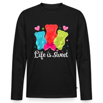 Les oursons en gélatine rendent la vie plus douce - T-shirt manches longues Premium bio Homme - noir - Devant - Nico (187cm)