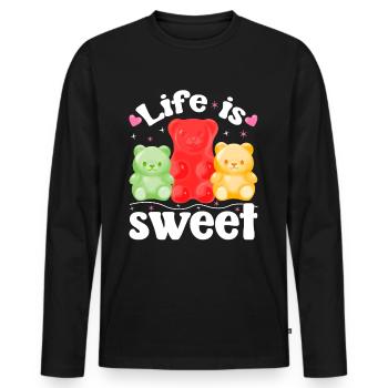 Les oursons en gélatine rendent la vie plus douce - T-shirt manches longues Premium bio Homme - noir - Devant - Nico (187cm)