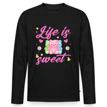 Gümmibären machen das leben süßer - Männer Premium Bio Langarmshirt - Schwarz - Vorne - Nico (187cm)