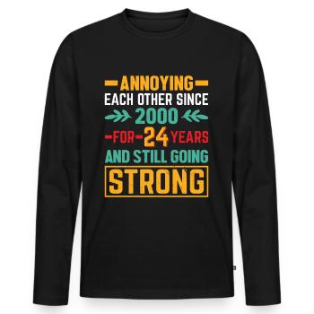 Beziehung verliebt sein - sich necken seit 2000 - Männer Premium Bio Langarmshirt - Schwarz - Vorne - Nico (187cm)