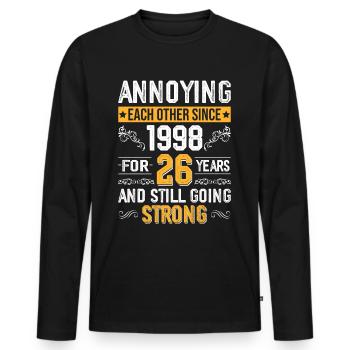 Beziehung Ehe Jubiläum - sich necken seit 1998 - Männer Premium Bio Langarmshirt - Schwarz - Vorne - Nico (187cm)