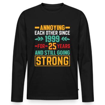 Beziehung Ehe Jubiläum - sich necken seit 1999 - Männer Premium Bio Langarmshirt - Schwarz - Vorne - Nico (187cm)