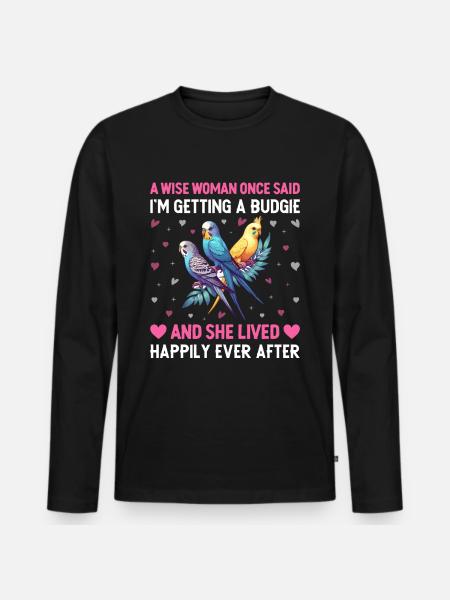 Budgerigar, Feathered Friend, Bird Watching - Men's Premium Organic Long Sleeve Shirt - black