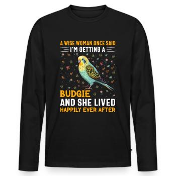 Budgerigar, Feathered Friend, Bird Watching - Men's Premium Organic Long Sleeve Shirt - black - Front - Nico (187cm)
