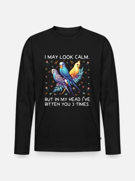 Budgerigar, Feathered Friend, Bird Watching - Men's Premium Organic Long Sleeve Shirt - black
