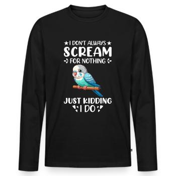 Perruche ondulée, ami à plumes, observation des oiseaux - T-shirt manches longues Premium bio Homme - noir - Devant - Nico (187cm)