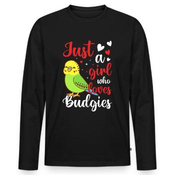 Budgerigar, Feathered Friend, Bird Watching - Men's Premium Organic Long Sleeve Shirt - black - Front - Nico (187cm)