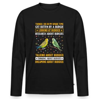 Perruche ondulée, ami à plumes, observation des oiseaux - T-shirt manches longues Premium bio Homme - noir - Devant - Nico (187cm)