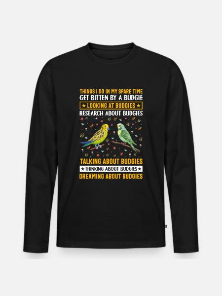 Budgerigar, Feathered Friend, Bird Watching - Men's Premium Organic Long Sleeve Shirt - black