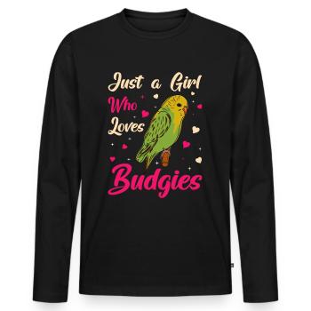 Budgerigar, Feathered Friend, Bird Watching - Men's Premium Organic Long Sleeve Shirt - black - Front - Nico (187cm)