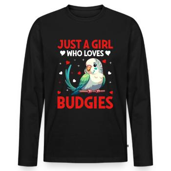 Budgerigar, Feathered Friend, Bird Watching - Men's Premium Organic Long Sleeve Shirt - black - Front - Nico (187cm)