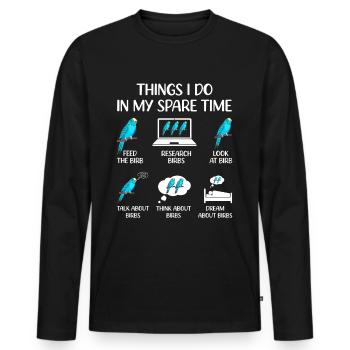 Perruche ondulée, ami à plumes, observation des oiseaux - T-shirt manches longues Premium bio Homme - noir - Devant - Nico (187cm)