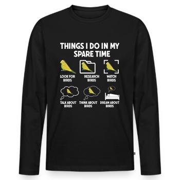 Perruche ondulée, ami à plumes, observation des oiseaux - T-shirt manches longues Premium bio Homme - noir - Devant - Nico (187cm)