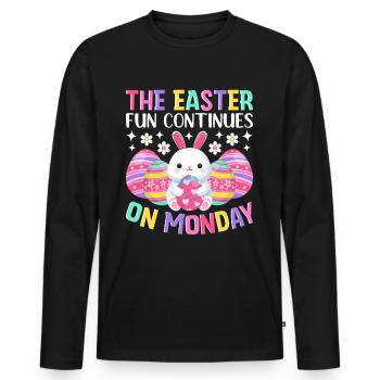 Der Spaß geht Ostermontag weiter Osterzeit Ostern - Männer Premium Bio Langarmshirt - Schwarz - Vorne - Nico (187cm)