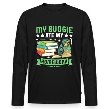 Ma perruche a mangé ses devoirs - T-shirt manches longues Premium bio Homme - noir - Devant - Nico (187cm)