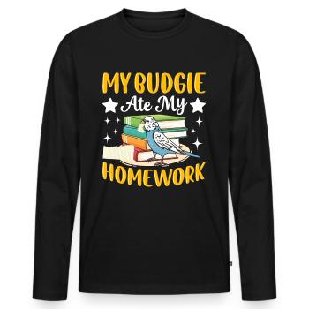 Ma perruche a mangé les devoirs - T-shirt manches longues Premium bio Homme - noir - Devant - Nico (187cm)
