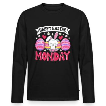 Happy Easter Monday! Easter Easter Eggs Easter Bunny - Men's Premium Organic Long Sleeve Shirt - black - Front - Nico (187cm)