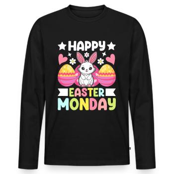 Happy Easter Monday! Easter Easter Eggs Easter Bunny - Men's Premium Organic Long Sleeve Shirt - black - Front - Nico (187cm)