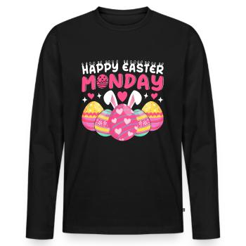 Happy Easter Monday! Easter Easter Eggs Easter Bunny - Men's Premium Organic Long Sleeve Shirt - black - Front - Nico (187cm)