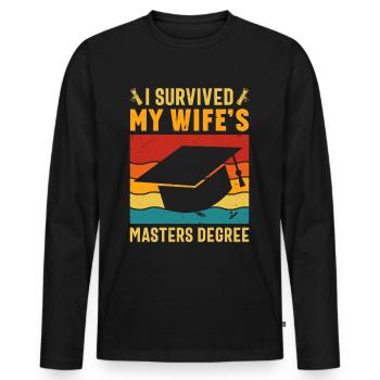 J’ai survécu à la maîtrise de ma femme - T-shirt manches longues Premium bio Homme - noir - Devant - Nico (187cm)