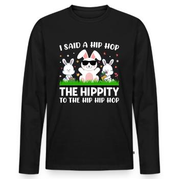 Happy Easter with the Easter Bunny - Men's Premium Organic Long Sleeve Shirt - black - Front - Nico (187cm)