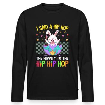 Joyeuses Pâques avec le lapin de Pâques - T-shirt manches longues Premium bio Homme - noir - Devant - Nico (187cm)