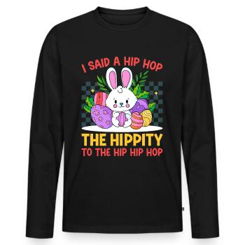 Happy Easter with the Easter Bunny - Men's Premium Organic Long Sleeve Shirt - black - Front - Nico (187cm)
