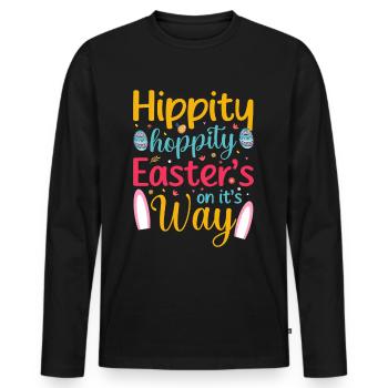 Happy Easter with the Easter Bunny - Men's Premium Organic Long Sleeve Shirt - black - Front - Nico (187cm)
