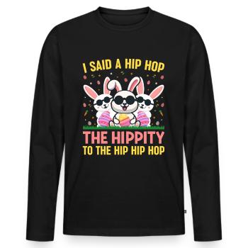 Joyeuses Pâques avec le lapin de Pâques - T-shirt manches longues Premium bio Homme - noir - Devant - Nico (187cm)