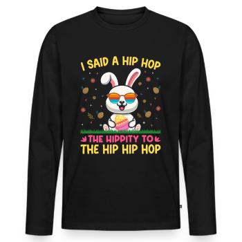 Happy Easter with the Easter Bunny - Men's Premium Organic Long Sleeve Shirt - black - Front - Nico (187cm)