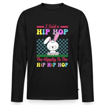 Happy Easter with the Easter Bunny - Men's Premium Organic Long Sleeve Shirt - black - Front - Nico (187cm)