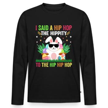 Easter Clothing, Easter Motif, Easter Greetings, Easter Gifts - Men's Premium Organic Long Sleeve Shirt - black - Front - Nico (187cm)