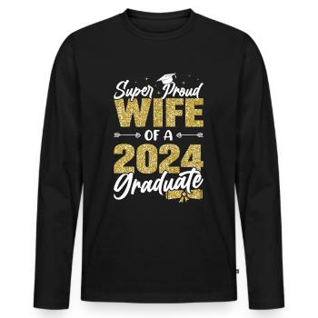 Fière épouse d’un étudiant diplômé de l’université 2024 - T-shirt manches longues Premium bio Homme - noir - Devant - Nico (187cm)