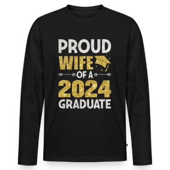 Fière épouse d’un étudiant diplômé de l’université 2024 - T-shirt manches longues Premium bio Homme - noir - Devant - Nico (187cm)